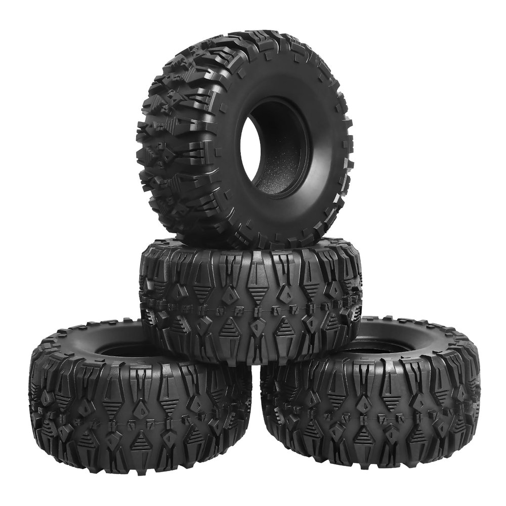AllinRC 2.2 Crawler Tires 4Pcs fit 2.2 Beadlock Wheels RC Rubber Tyre Set with Foam Insert for 1/10 RC Rock Crawler Axial SCX10 RR10 Wraith Capra