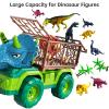 TEMI Dinosaur Truck Toy for Kids 3-5 Years, Triceratops Transport Car Carrier with 8 Dino Figures, Activity Play Mat, Dino Eggs and Trees, Capture Jurassic Dinosaurs Play Set for Boys and Girls view 4