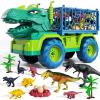 TEMI Dinosaur Truck Toys for Kids 3-5 Years, Tyrannosaurus Transport Car Carrier Truck with 8 Dinosaur Figures, Activity Play Mat, Dinosaur Eggs, Trees, Capture Jurassic Play Set for Boys and Girls view 1
