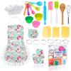 KAEGREEL Kids Baking Chef Set with Unicorn Apron and Mitt, 26pcs Kitchen Toys Kid Cooking Set with Chef Hat Spoons Whisk, Chef Supplies Role Play Gifts for Girls Boys Aged 3 4 5 6 7 8 Years Old view 1