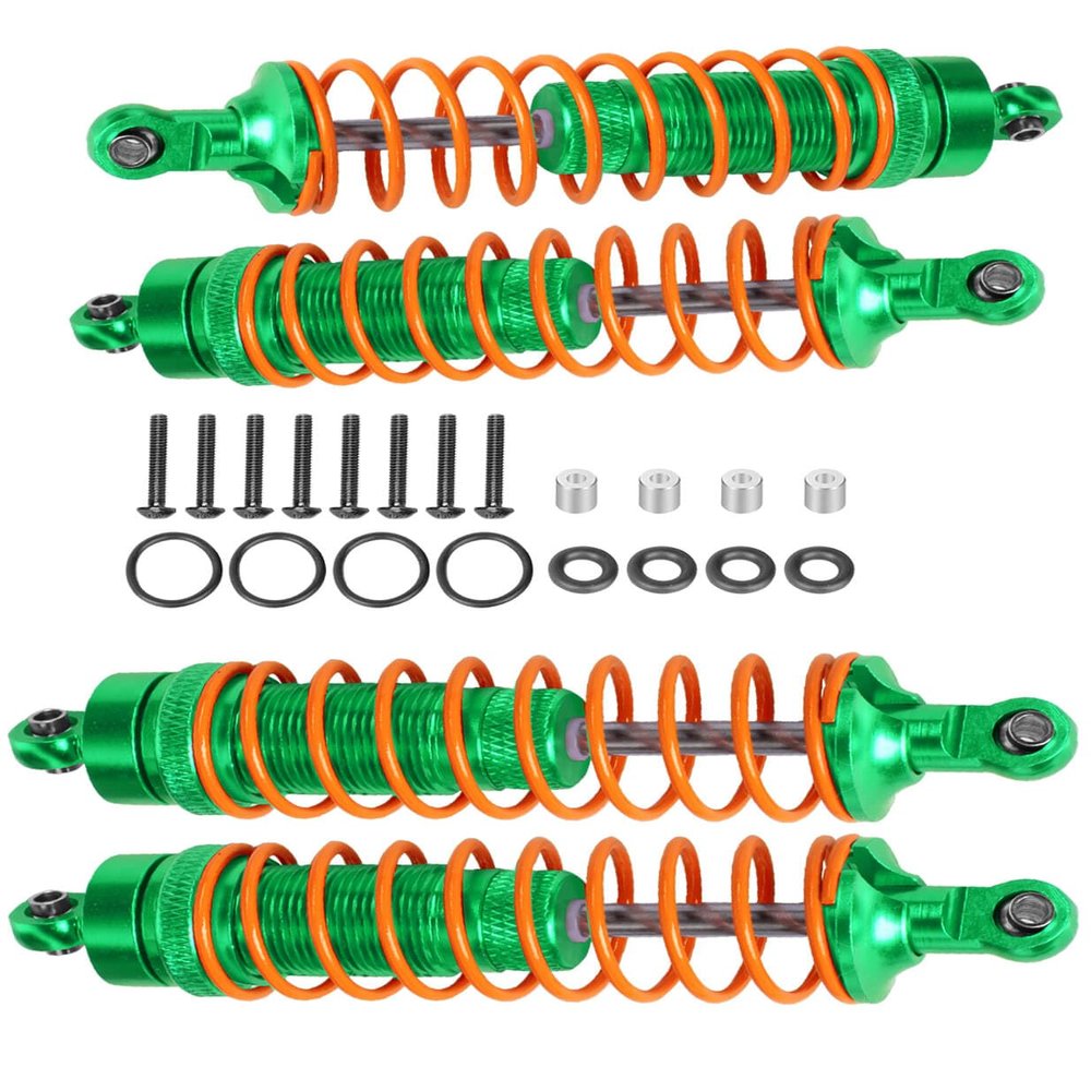 4PCS Full Aluminum Front Rear Shocks Upgrade Parts for 1/10 Big Rock/Senton 550/Granite 550/ Vorteks 550 4X4, 1/10 Typhon 4X4 RC Truck,Big Bore Hops Up RC Shocks (Green)