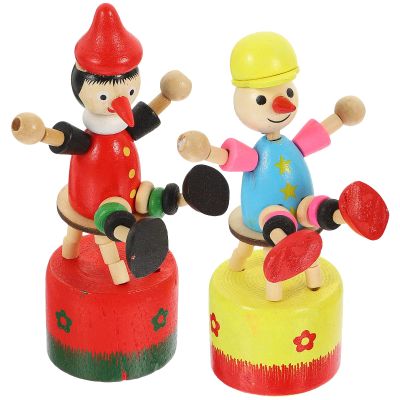 FOMIYES 2Pcs Clown Figurines - Colorful Wooden Finger Puppet Toys for Home Decoration, 4.33 Inch Desktop Ornaments