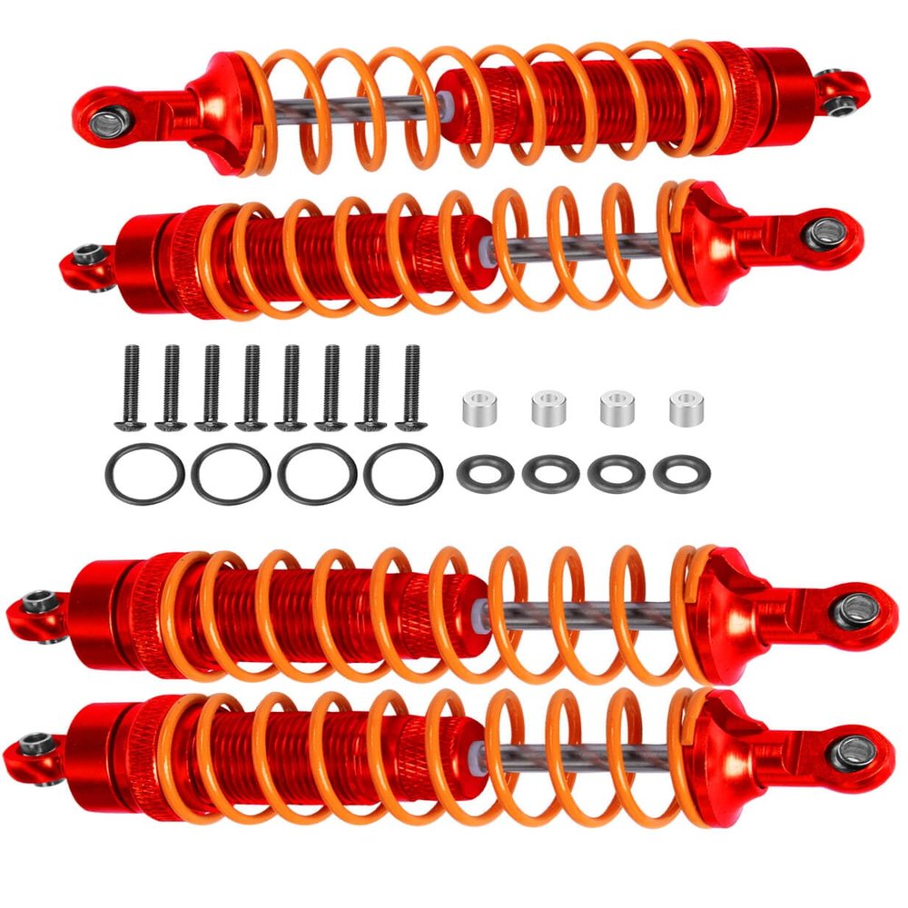 4PCS Full Aluminum Front Rear Shocks Upgrade Parts for 1/10 Big Rock/Senton 550/Granite 550/ Vorteks 550 4X4, 1/10 Typhon 4X4 RC Truck,Big Bore Hops Up RC Shocks(Red)