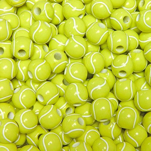 60pc Tennis Ball Beads for School Sports Jewelry Necklaces Bracelets Kids Crafts | Art Craft Supply by Byndgreenstore