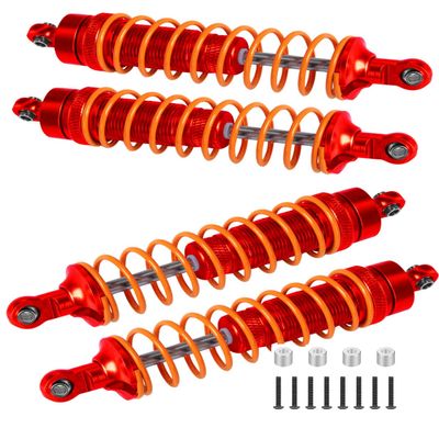 4PCS All Aluminum Front Rear RC Shocks Upgrade Parts for 1/10 Slash 4x4 Rustler 4X4 Stampede 4X4 Hoss 4X4, ARRCat Big Bore RC Shock Absorber Hops up,Replace 5862,Red