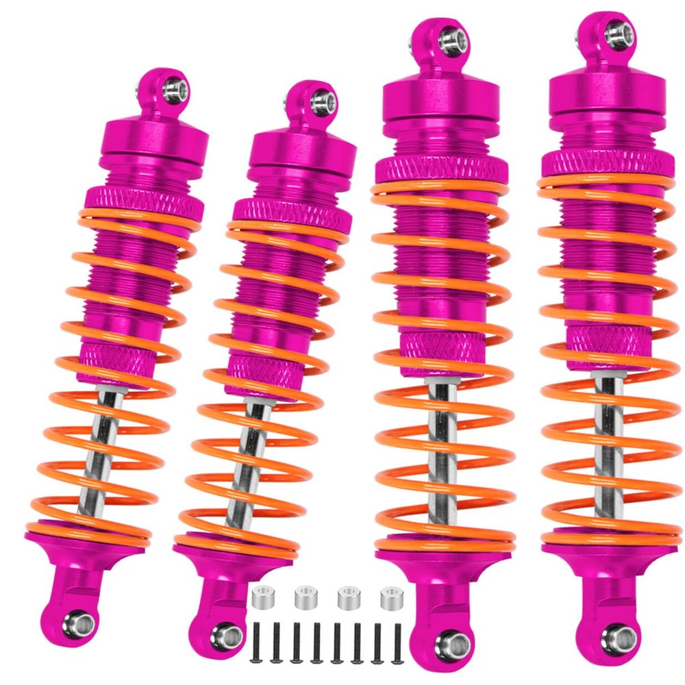 ARRCat 1/10 Big Bore RC Shock for Slash, Stampede, Hoss, Rustler 4WD Vehicles - 4PCS Aluminum Full Metal Front and Rear Shocks, Replace 5862 - Rose