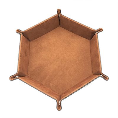 LILIYUAN Dice Tray Pu Leather Dice Trays, Folding Hexagon Dice Holder Tray for Dice Games