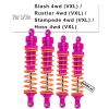4PCS All Aluminum Front Rear RC Shocks Upgrade Parts for 1/10 Slash 4x4 Rustler 4X4 Stampede 4X4 Hoss 4X4, ARRCat Big Bore RC Shock Absorber Hops up,Replace 5862,Rose/Pink view 2