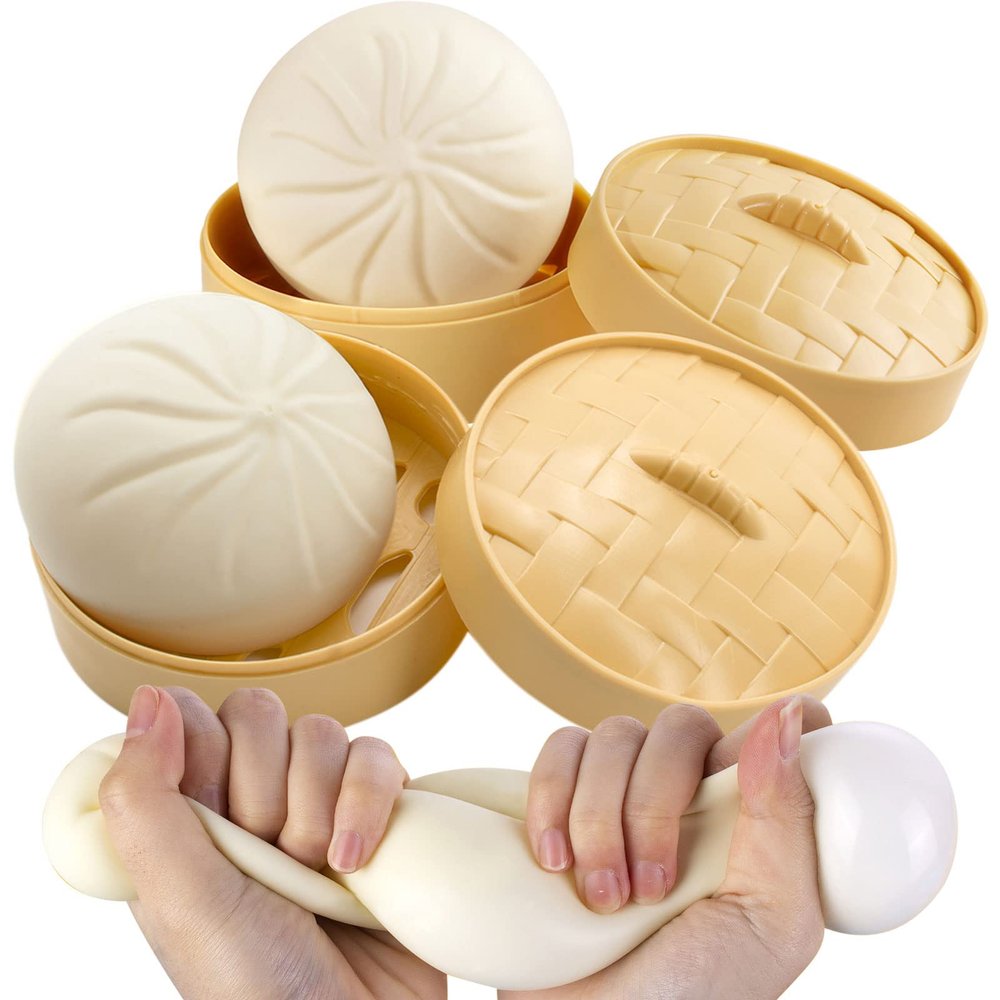 2Pack Dumpling Stress Ball, Dumpling Fidget Toy, Steamed Stuffed Bun, Stress Relief Decompression Toy for Halloween Project, Tricking People, Kid Playing