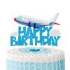 LECAKTO Airplane Birthday Cake Topper,Airplane Travel Themed Birthday Party Decorations for Kids Birthday Party,Kids Plane Theme Party Baby Shower view 1