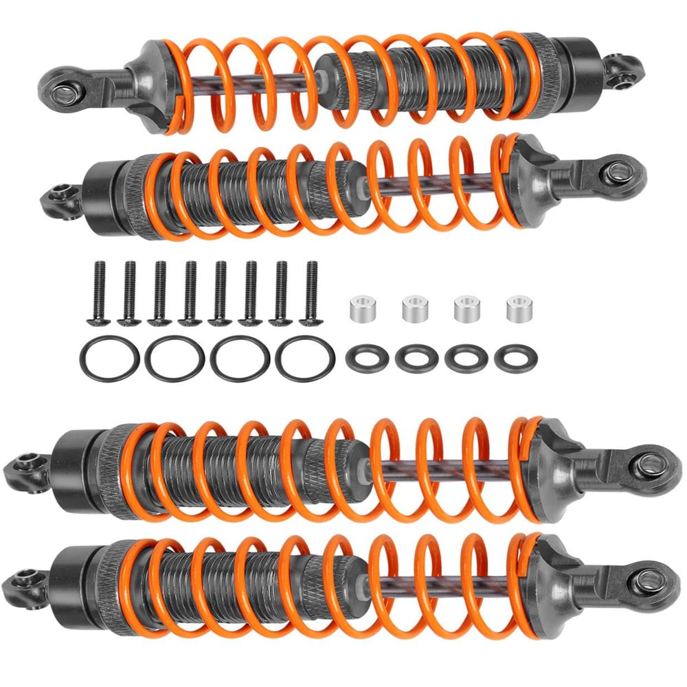 4PCS Full Aluminum Front Rear Shocks Upgrade Parts for 1/10 Big Rock/Senton 550/Granite 550/ Vorteks 550 4X4, 1/10 Typhon 4X4 RC Truck,Big Bore Hops Up RC Shocks(Gray)