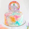 Tie Dye Happy Birthday Cake Topper,60's Hippie Theme Party Cake Decor, Peace and Love for Birthday Party Supplies view 3