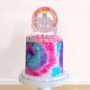 Tie Dye Happy Birthday Cake Topper,60's Hippie Theme Party Cake Decor, Peace and Love for Birthday Party Supplies view 4