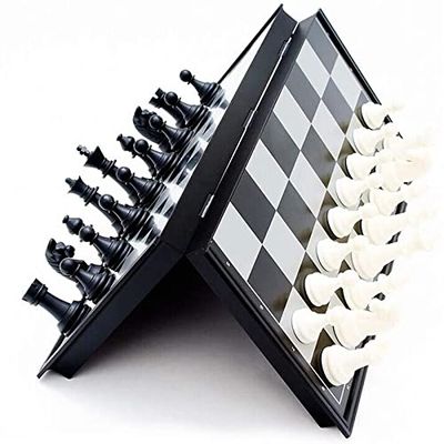 Multipurpose Go Magnetic Travel Chess Set with Folding Chess Board Educational Toys for Kids and Adults (12.6")
