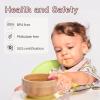 Baby Bamboo Bowls with Suction and Matching Spoon Set,2PC Feeding Supplies Set for Infant, Toddlers,Detachable Silicone Suction Stay Put Base for Wooden Bowl Mint view 2