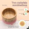 Baby Bamboo Bowls with Suction and Matching Spoon Set,2PC Feeding Supplies Set for Infant, Toddlers,Detachable Silicone Suction Stay Put Base for Wooden Bowl Mint view 3