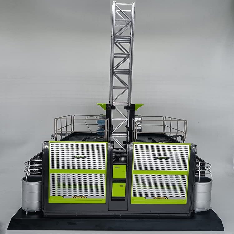 ND 1:20 Zoomlion Construction Elevator Model Hoist Replica Green Grey Cage can Lift Up Down Door Open Collection Toys Gift