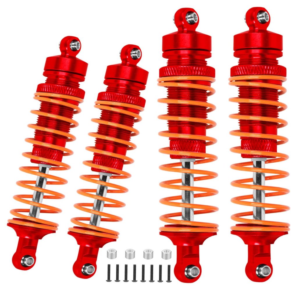 ARRCat Big Bore RC Shock for Slash 4WD 4x4 Upgrades Parts, 1/10 Stampede 4WD 4x4,Hoss 4WD 4x4Rustler 4WD 4x4,4PCS Aluminum Full Metal Front Rear Shocks Absorber,Replace 5862,Red