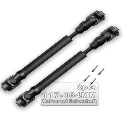 2PCS 117-164MM Universal Drive Shaft RC Upgrades for 1/10 SCX10 SCX10-II D90 Gen7 /Pro Rc 4WD GEN8 RC Crawler,RC Upgrade Parts Hop-Ups,Steel Full Metal Drive Shaft,Black (117-164 MM,2PCS)