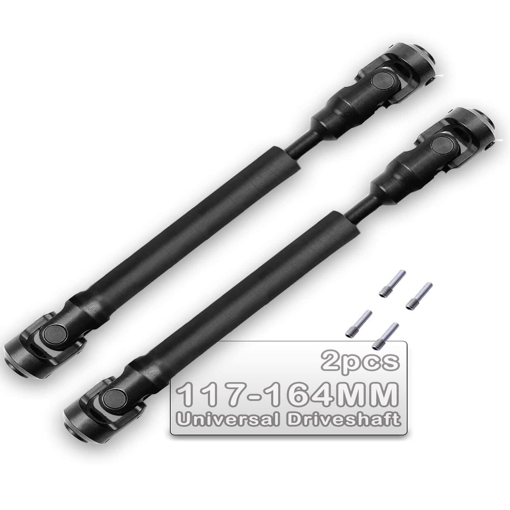 2PCS 117-164MM Universal Drive Shaft RC Upgrades for 1/10 SCX10 SCX10-II D90 Gen7 /Pro Rc 4WD GEN8 RC Crawler,RC Upgrade Parts Hop-Ups,Steel Full Metal Drive Shaft,Black (117-164 MM,2PCS)