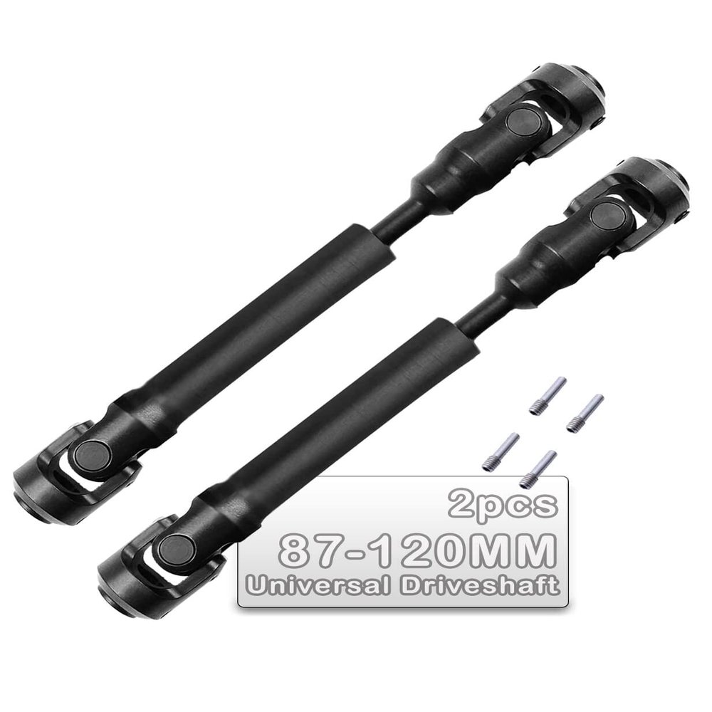 2PCS 87-120MM Universal Drive Shaft RC Upgrades for 1/10 SCX10 SCX10-II D90 Gen7 /Pro Rc 4WD GEN8 RC Crawler,RC Upgrade Parts Hop-Ups,Steel Full Metal Drive Shaft,Black (87-120 MM,2PCS)