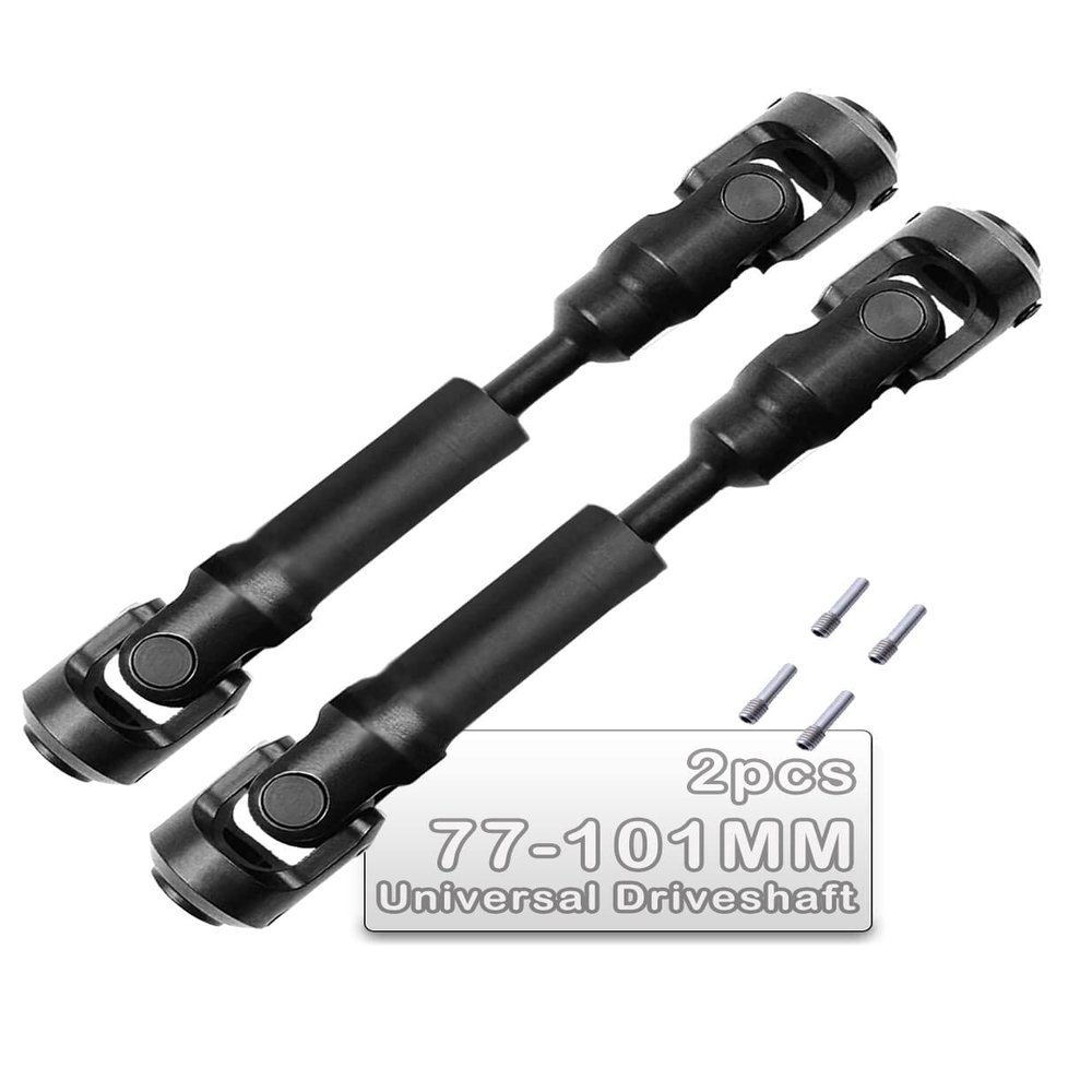 2PCS 77-101MM Universal Drive Shaft RC Upgrades for 1/10 SCX10 SCX10-II D90 Gen7 /Pro Rc 4WD GEN8 RC Crawler,RC Upgrade Parts Hop-Ups,Steel Full Metal Drive Shaft,Black (77-101 MM,2PCS)