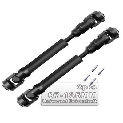 2PCS 97-135MM Universal Drive Shaft RC Upgrades for 1/10 SCX10 SCX10-II D90 Gen7 /Pro Rc 4WD GEN8 RC Crawler,RC Upgrade Parts Hop-Ups,Steel Full Metal Drive Shaft,Black (97-135 MM,2PCS)