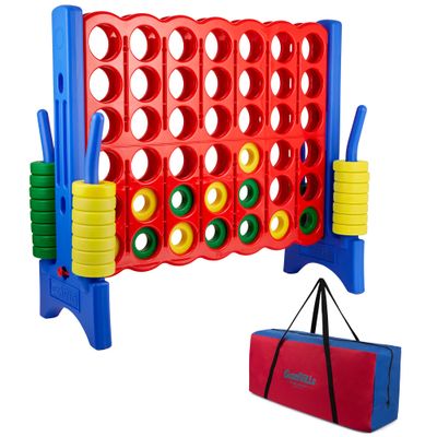 Giantville Giant 4 in a Row Connect Game + Storage Carry Bag - 4" Wide X 3.5" Tall - Oversized Jumbo Sized Entertainment for Outdoor/Indoor Play for Kids & Adults - Durable Waterproof - 2024 Version