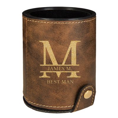 Sofia's Findings Personalized Monogram Leatherette Dice Cup - Rustic/Gold