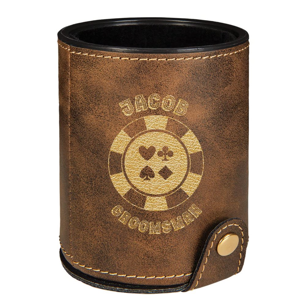 Sofia's Findings Personalized Poker Leatherette Dice Cup - Rustic/Gold
