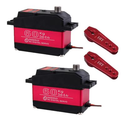 2Pcs RCmall DS5160 SSG HV 60KG Large Torque Programmable Digital 270 Degree RC Servo with T18 Adjustable Metal Servo Arm for 1/5 Scale RC Crawler Truck Robot
