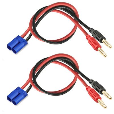 WOODGUILIN EC5 Connector Plug,EC5 Connector Male to 4mm Banana Plugs Battery Charge Lead Adapter with 12AWG 30CM Cable Wire for RC Helicopter Vehicle Toys,Quadcopter Car(2Pack EC5 Banana)