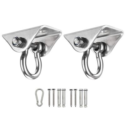 304 Stainless Steel Heavy Duty 180Swing Hangers,1000 lb Capacity Suspension Swing Hardware Hooks with 4 Screws for Playground Porch Yoga Hammock Chair Swing Set,2 Pack (Silver)