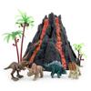Enjoyin Volcano Dinosaur Playset Including 4 Dinosaurs and 2 Trees Volcano Dinosaur Toys for Kids view 1