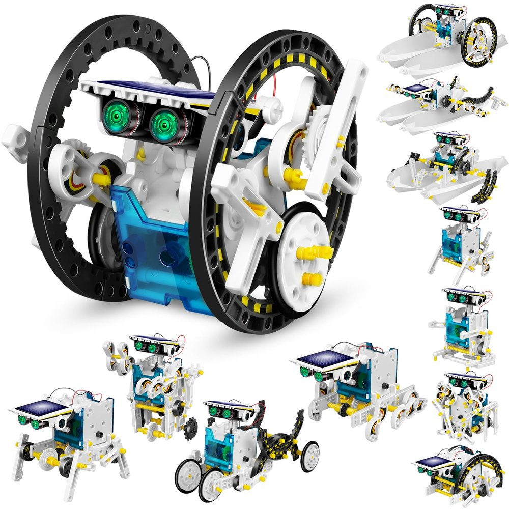Dioju 13-in-1 Solar Robot Toys for Ages 8 9 10 11 12 Year Old Boys Girls, STEM Science Kits for Kids Age 8-12, Building Experiments Robotics Kit STEM Projects for Kid Christmas Birthday Gifts (White)