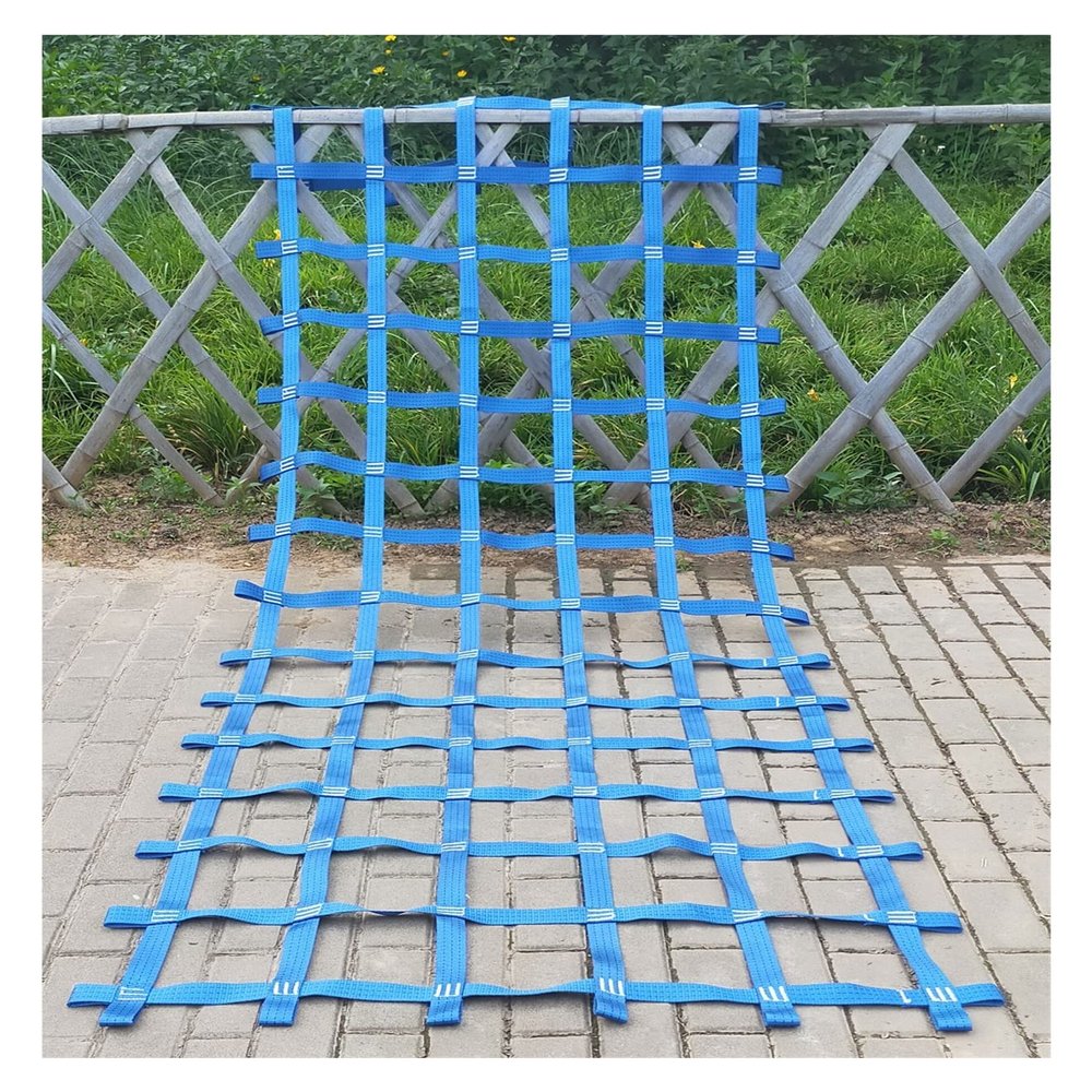 DREAMOSA Climbing Net Web,Climbing Cargo Net for Treehouse,Ninja Line Accessories Rope Netting Playground Indoor Jungle Gym Hammock Safety Fence Protection Nets,Swing Set for Kids&Adults,Blue