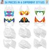 Sosation 36 Pcs Color Your Own Hero Masks DIY Blank Paper Masks with Ropes for Kids Birthday Party Graffiti Craft(Cool Style) view 3