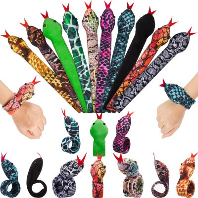 Chivao 10 Pieces Assorted Slap Lizard Snap Bracelet Sequin Animal Slap Bracelets for Easter Halloween Party Favors(Snake Style)