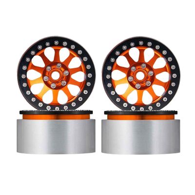 LAFEINA Metal 2.2" Beadlock Wheels Rims for 1:10 RC Crawler Car SCX10 RR10 Wraith TRX4 TRX6, 4Pcs/Set (Orange)