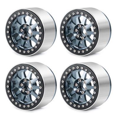 LAFEINA Metal 2.2" Beadlock Wheels Rims for 1:10 RC Crawler Car SCX10 RR10 Wraith TRX4 TRX6, 4Pcs/Set (Titanium)