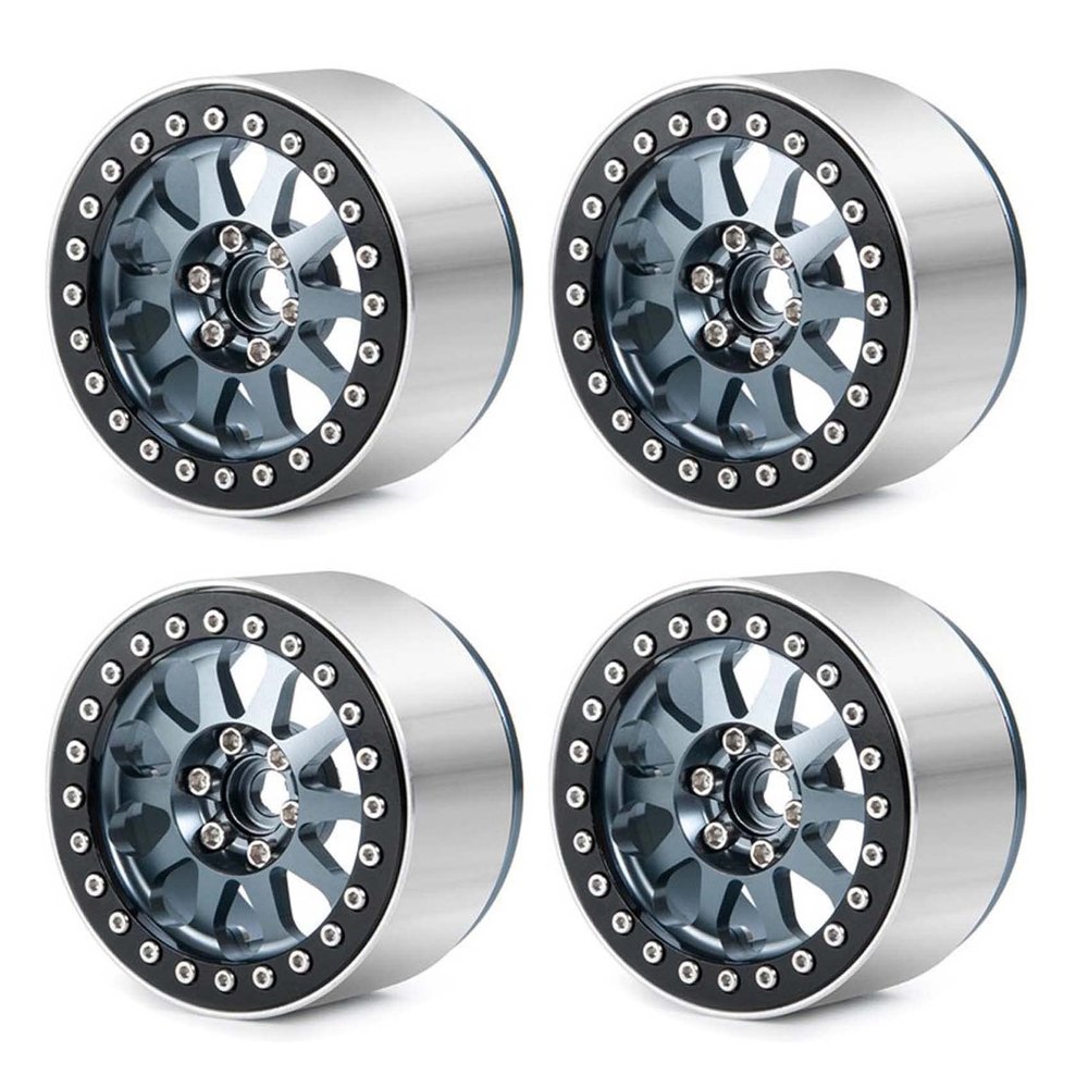 LAFEINA Metal 2.2" Beadlock Wheels Rims for 1:10 RC Crawler Car SCX10 RR10 Wraith TRX4 TRX6, 4Pcs/Set (Titanium)
