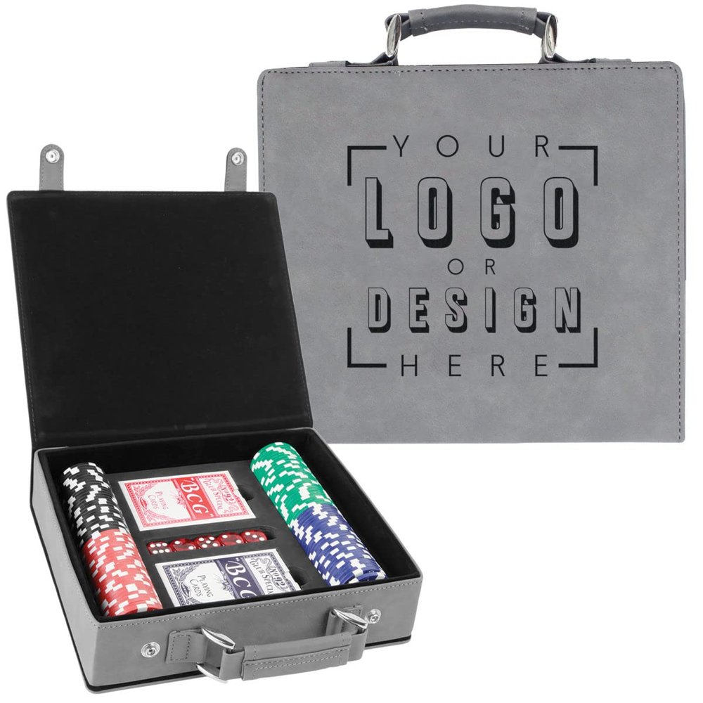 Sofia's Findings Personalized Leatherette 100 Poker Chip Set - Gray