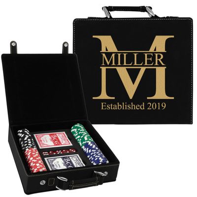 Sofia's Findings Personalized Monogram Leatherette Poker Chip Set - Black Gold
