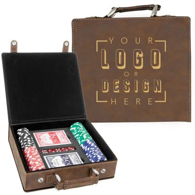 Sofia's Findings Personalized Leatherette 100 Poker Chip Set - Brown