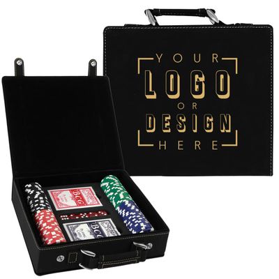 Sofia's Findings Personalized Leatherette 100 Poker Chip Set - Black Gold