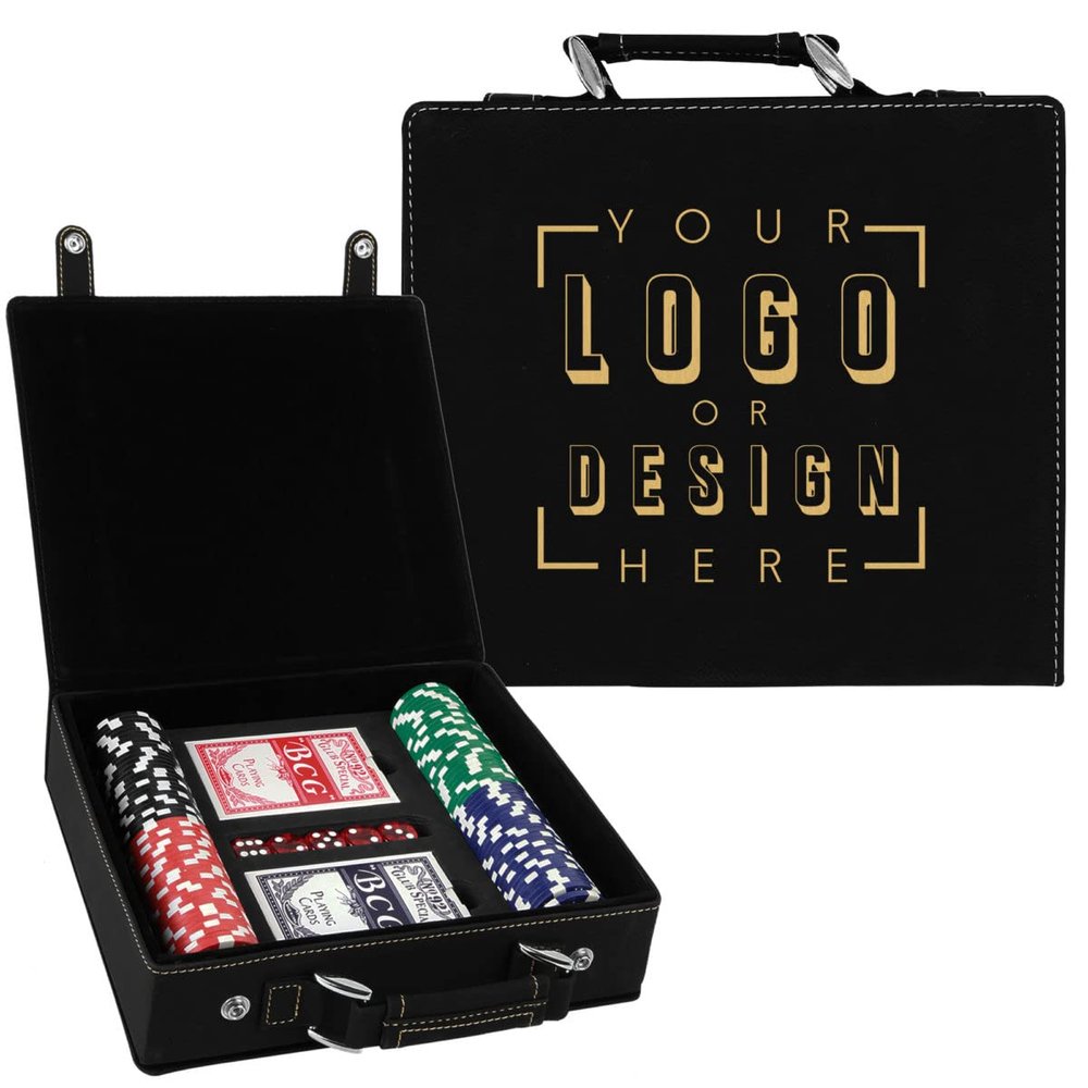 Sofia's Findings Personalized Leatherette 100 Poker Chip Set - Black Gold