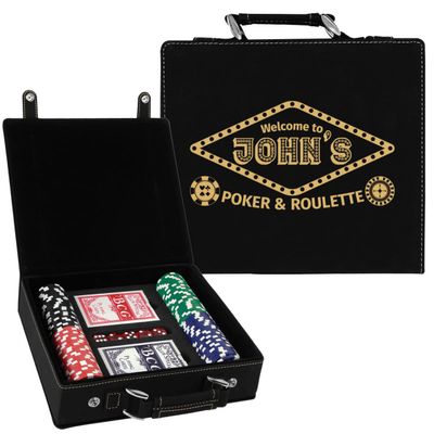 Sofia's Findings Personalized Casino Leatherette Poker Chip Set - Black Gold