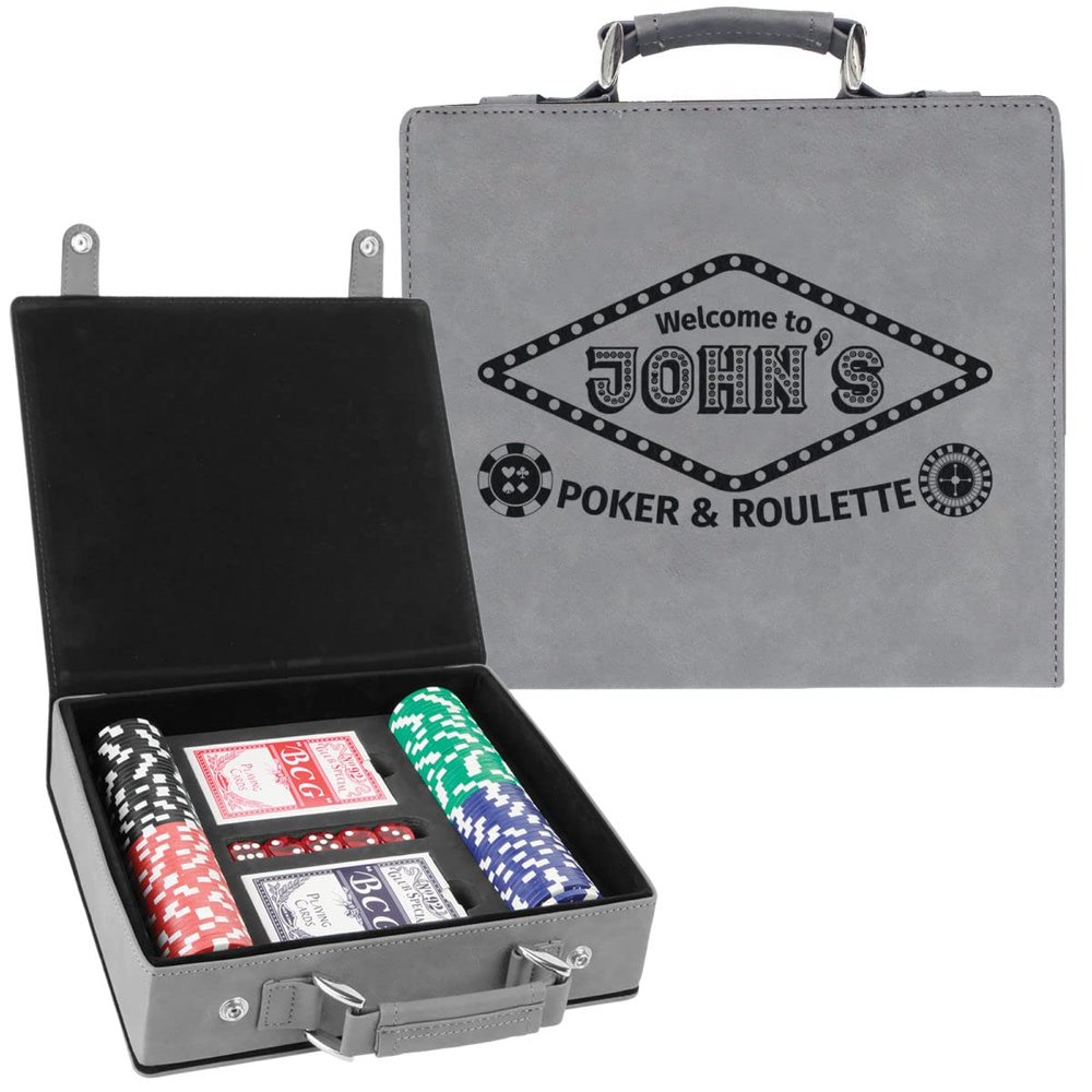 Sofia's Findings Personalized Casino Leatherette Poker Chip Set - Gray