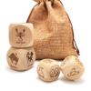 Hometu 2 Pairs Set Zodiac Constellation Dice Set - 2Pcs 20MM + 2Pcs 30MM Engraved Wooden Wood view 1