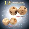 Hometu 2 Pairs Set Zodiac Constellation Dice Set - 2Pcs 20MM + 2Pcs 30MM Engraved Wooden Wood view 2